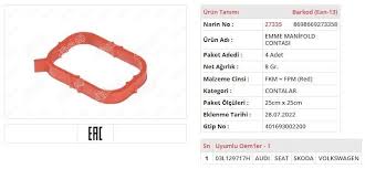 Volkswagen EMME MANİFOLD CONTASI 1.6 CAY MOTOR - 03L129717H