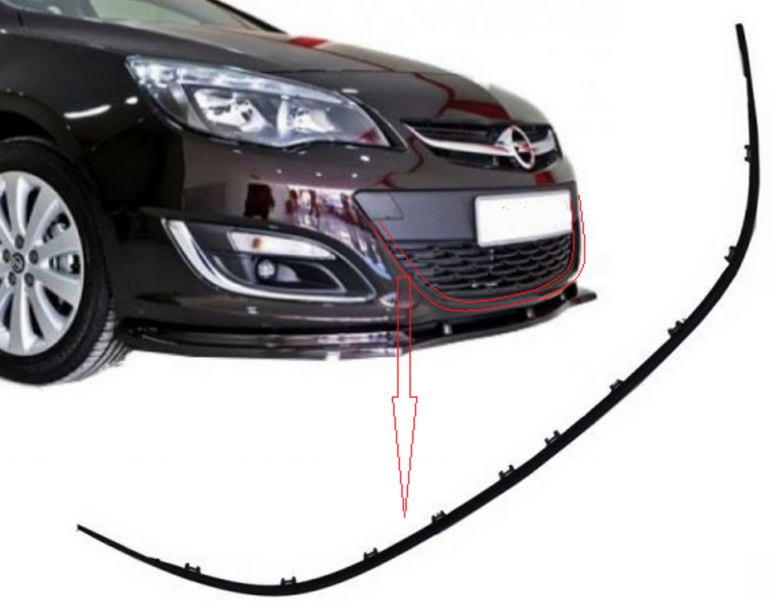 Opel Opel Astra J Ön Tampon Alt Izgara Çercevesi Siyah - İTHAL 1322025