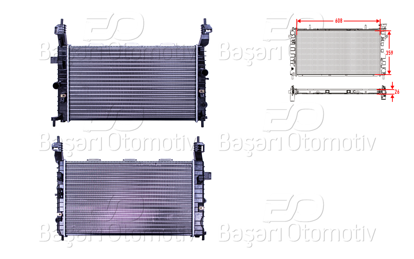 Opel Su Radyatörü Mekanik Mt-At 608X359x26 Opel Meriva 1.4 1.6 1.8 03 > - AUTOLUX 2113066-22