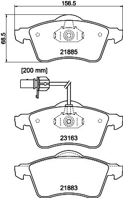 Opel Fren Balatası Ön T4 2.5 Fişli 90 > 03 - HELLA PAGID 8DB 355 030-791