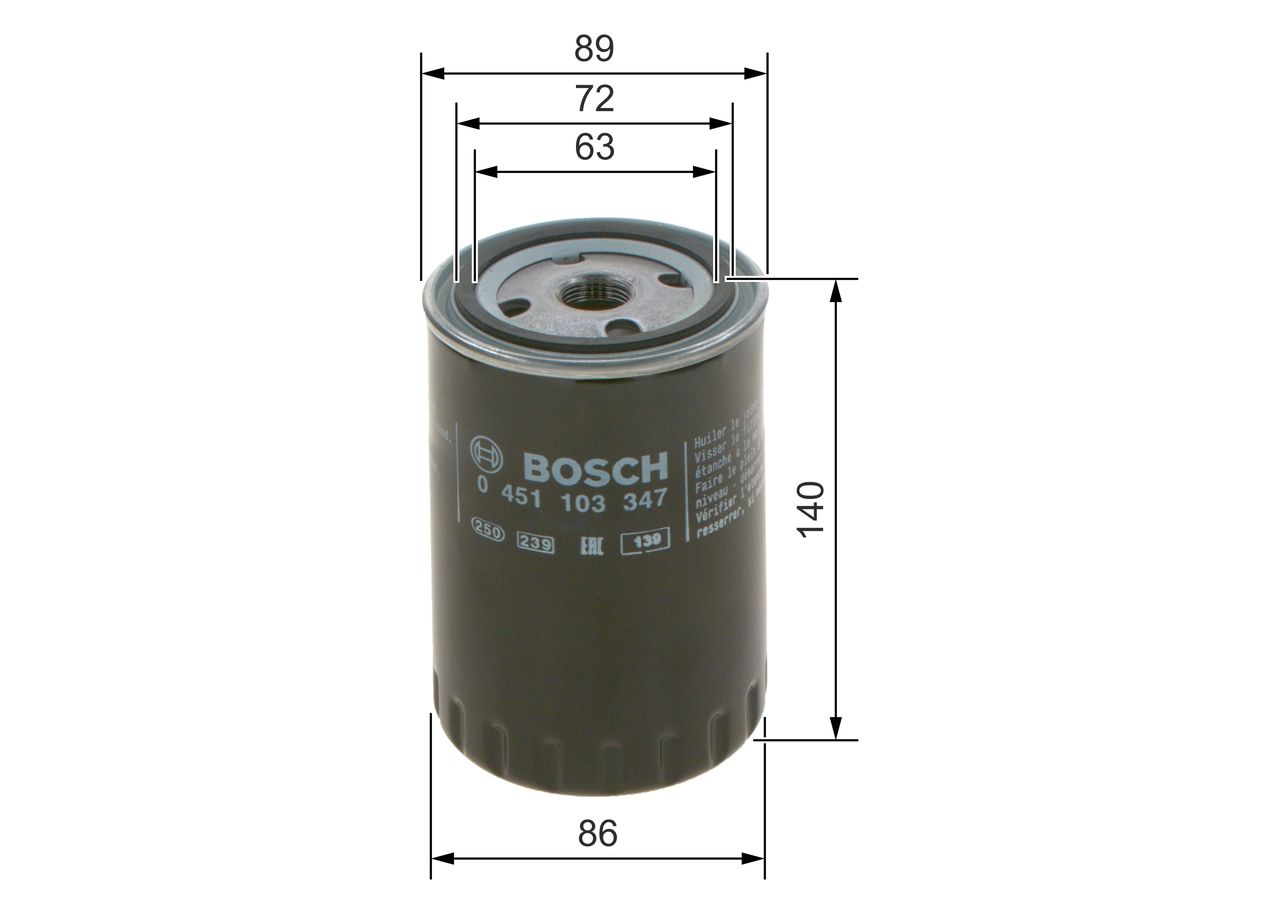 Volkswagen Yağ Filtresi (VW Golf III Caddy 96-/ 1.9 1Z Motorlar) - BOSCH 0451103347