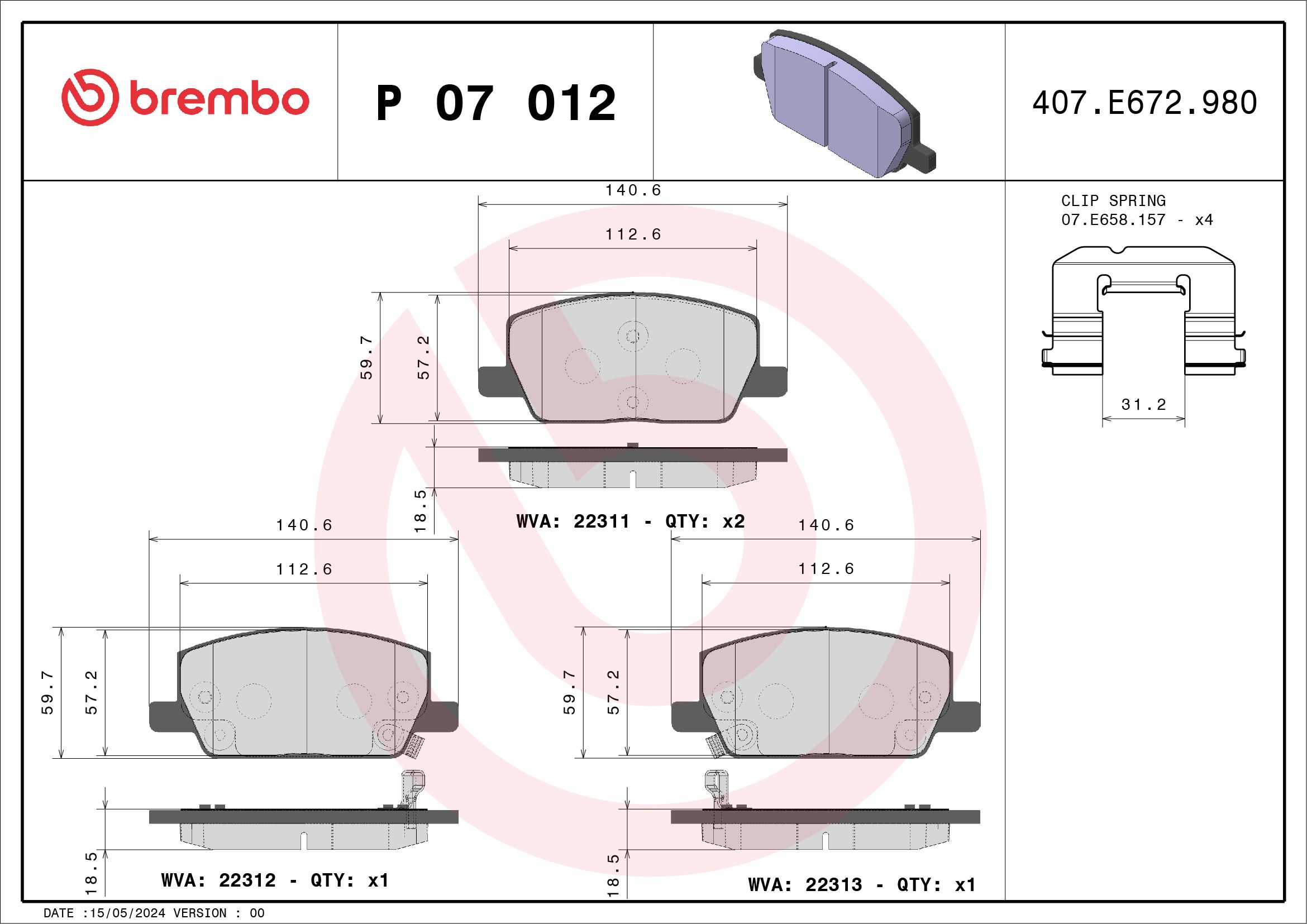 Opel Fren Balatası Ön Low-Met Chevrolet - BREMBO P07012