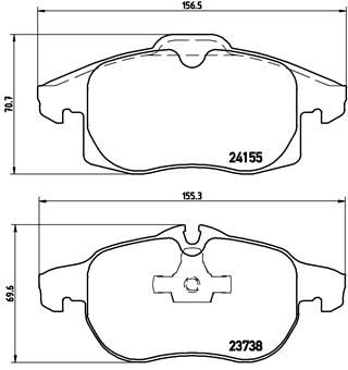 Opel Fren Balatası Ön (Opel Vectra C 1.8I 2.0Dtı 2.2 3.2 1.6 1.9Cdtı 04) - BREMBO P10011