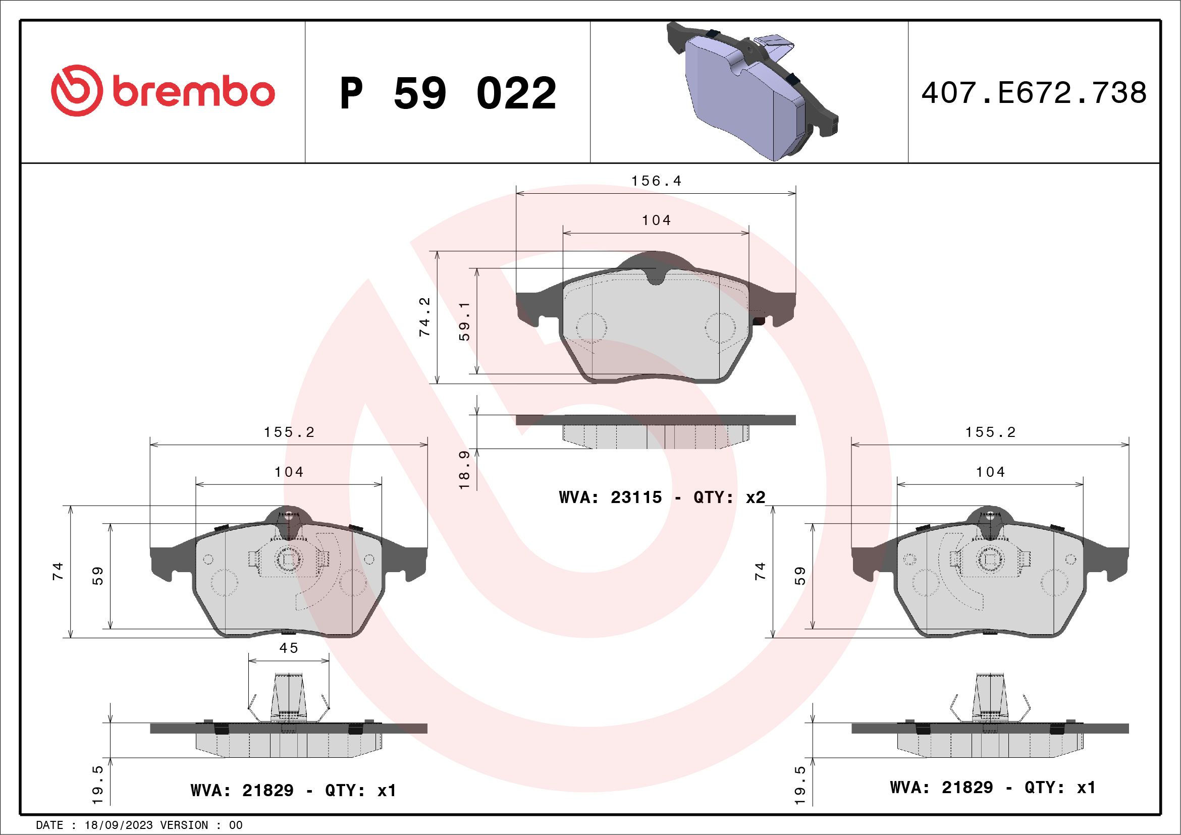 Opel Fren Balatası Ön Low-Met Chevrolet - BREMBO P59022
