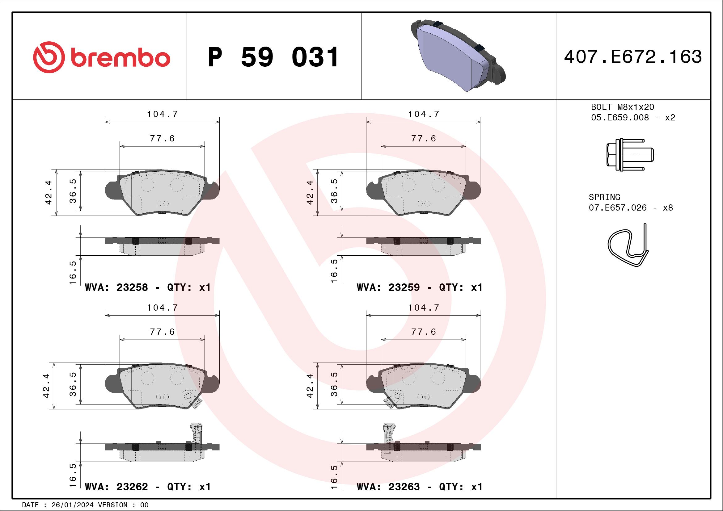 Opel Fren Balatası Arka Low-Met Chevrolet - BREMBO P59031