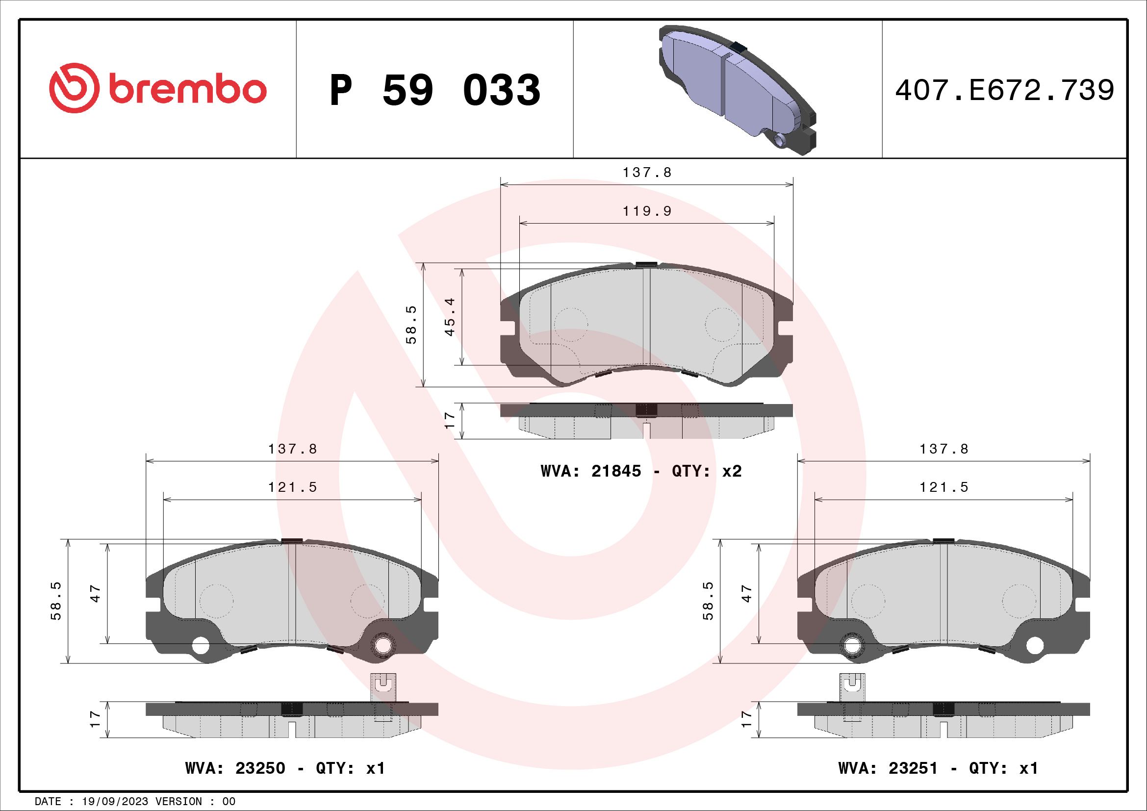 Opel Fren Balatası Ön Low-Met Opel Frontera A-B - BREMBO P59033