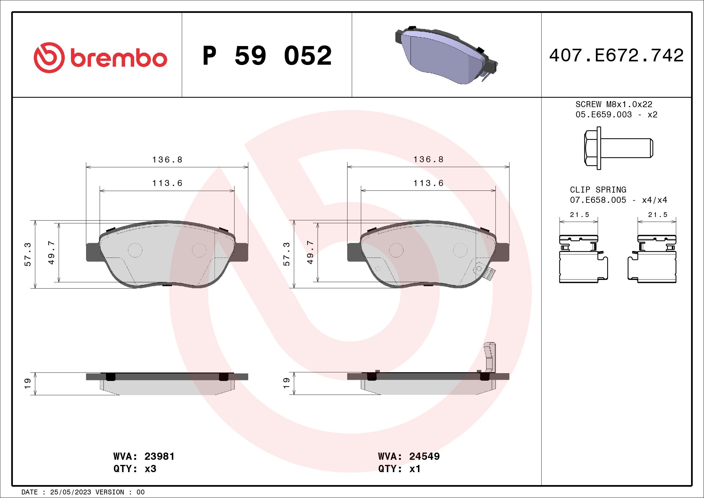 Opel Fren Balatası Ön Low-Met Opel - BREMBO P59052