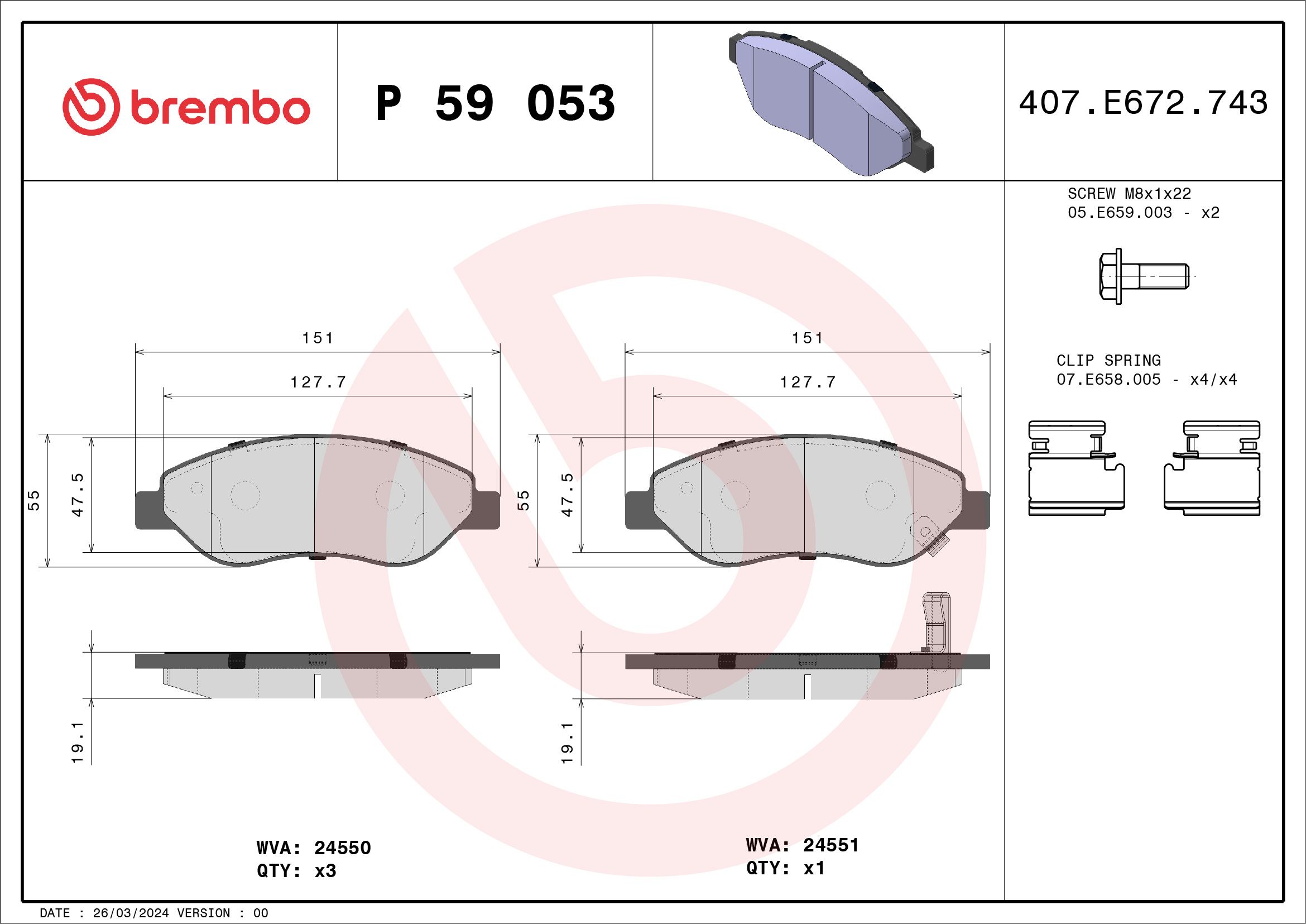 Opel Fren Balatası Ön Low-Met Opel - BREMBO P59053