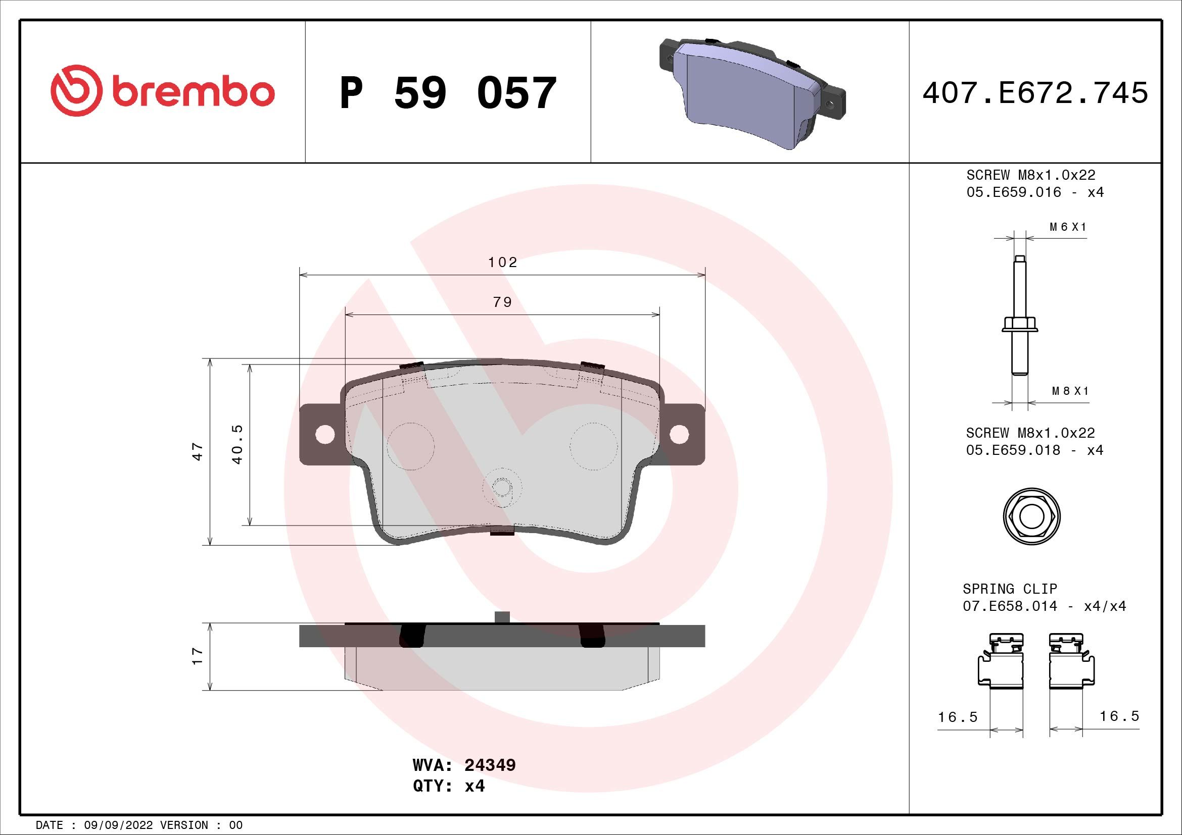 Opel Fren Balatası Arka Low-Met Opel - BREMBO P59057
