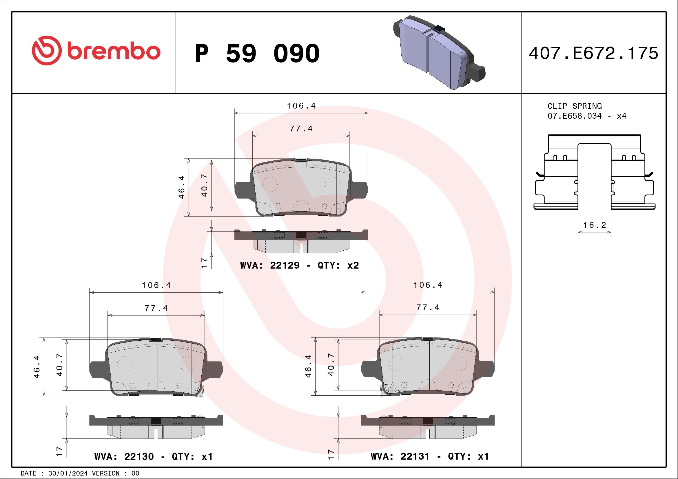 Opel Fren Balatası Arka Low-Met Chevrolet - BREMBO P59090