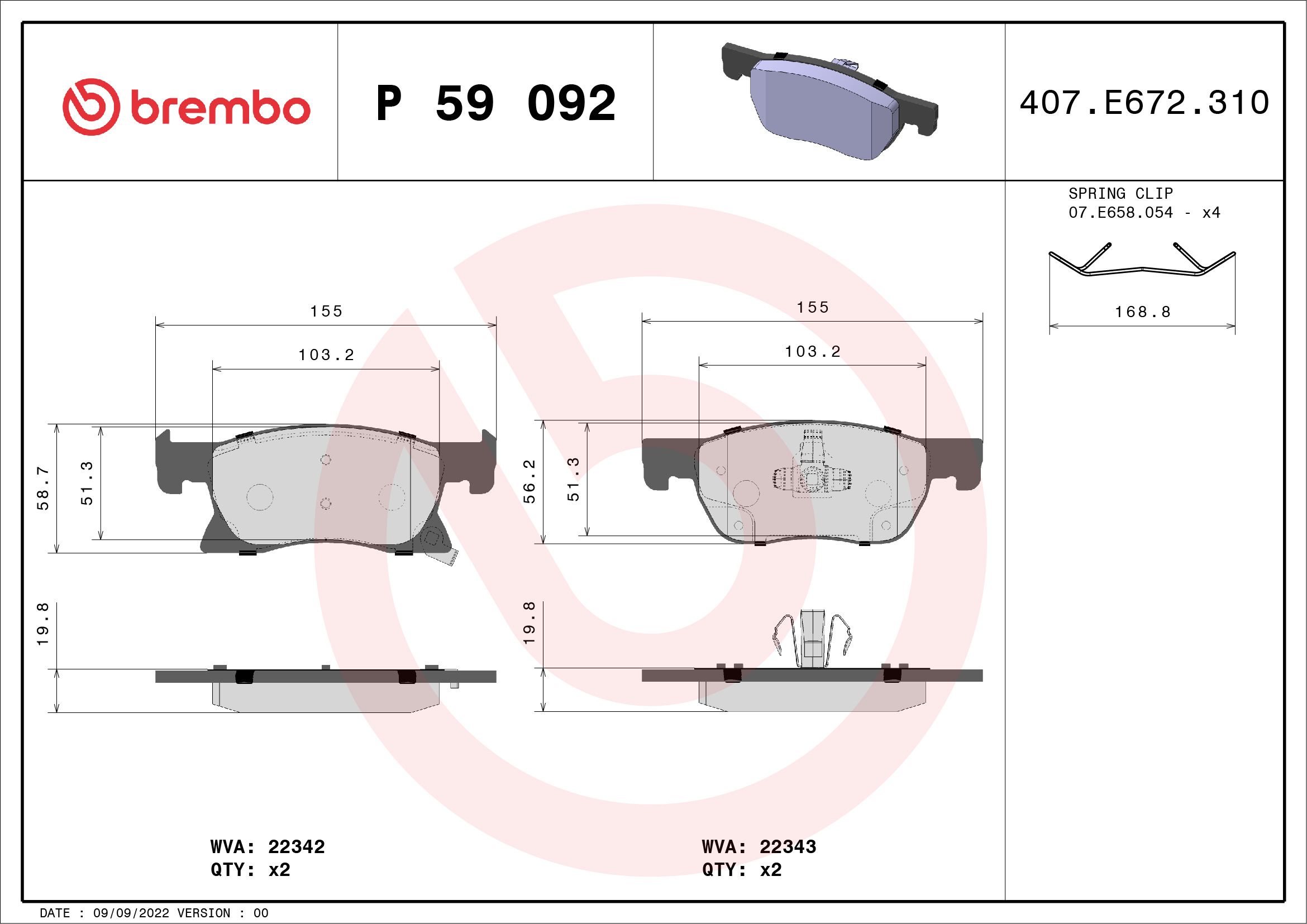 Opel Fren Balatası Ön Low-Met Chevrolet - BREMBO P59092