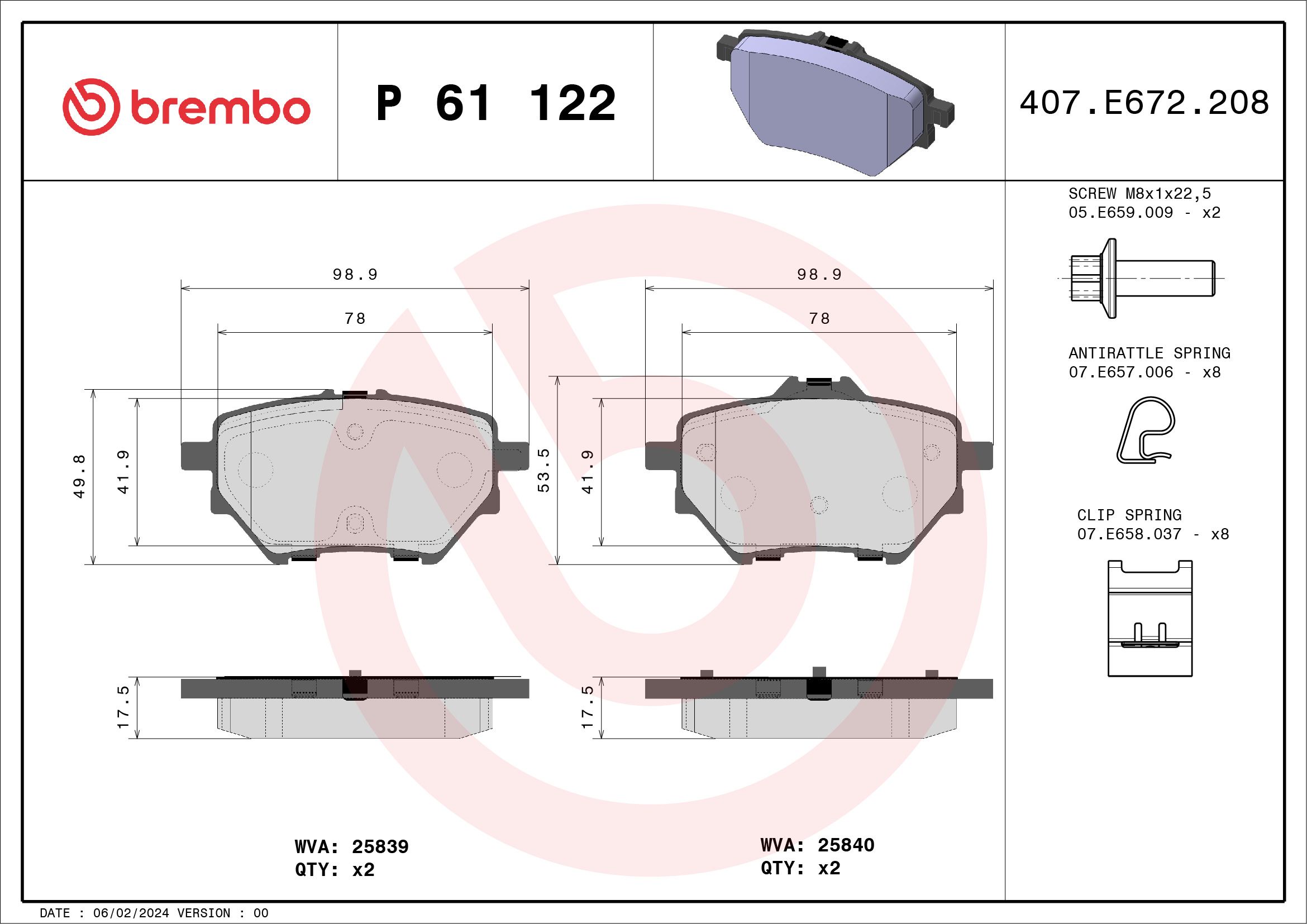 Opel Fren Balatası Arka Low-Met Opel - BREMBO P61122