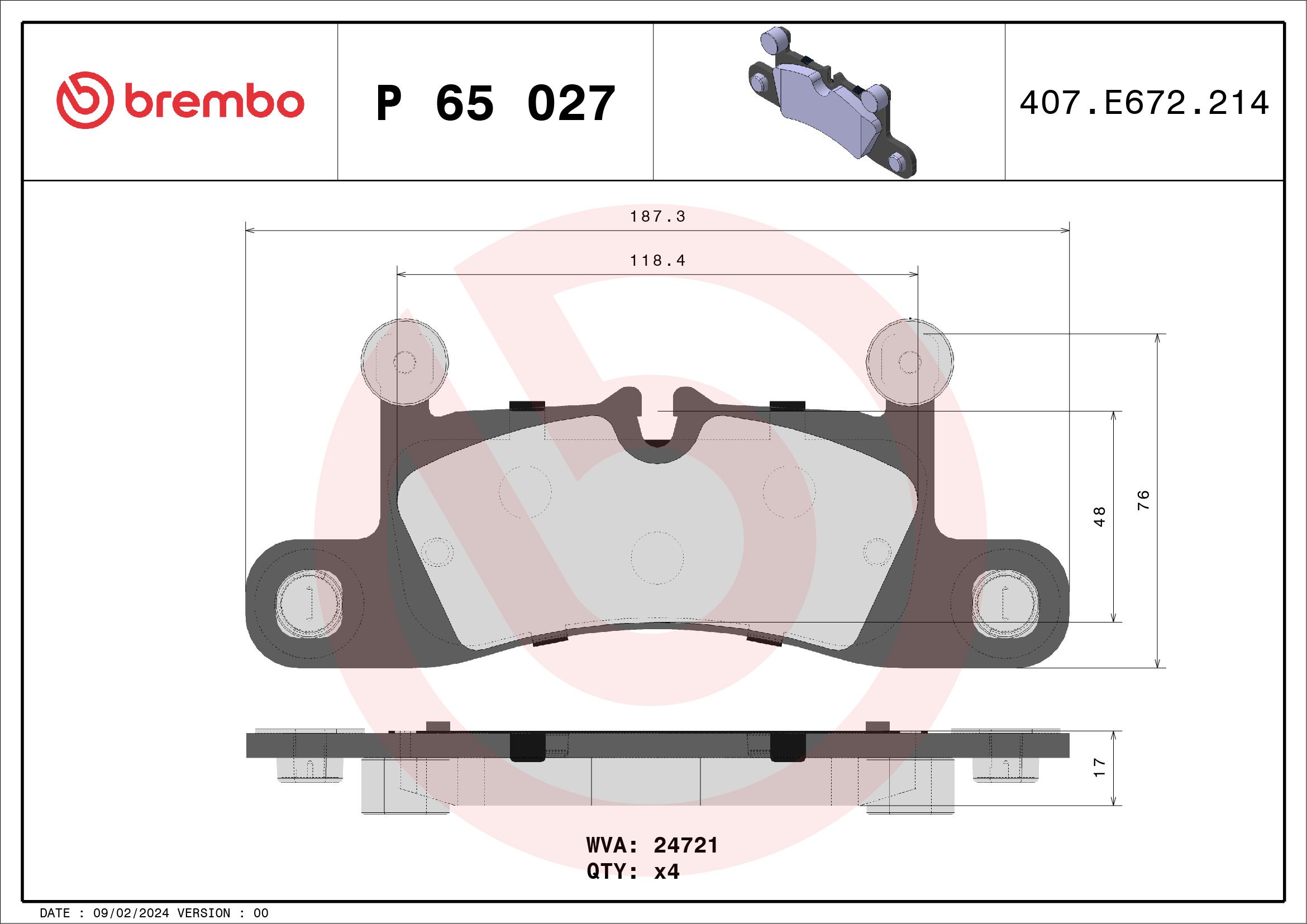 Volkswagen Fren Balatası Arka Touareg / Cayenne 10 > - BREMBO P65027
