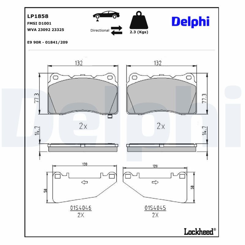 Opel Fren Balatası Opel Insignia 2.8 V6 / Subaru Impreza / Saab 9-5 Ön - DELPHI LP1858