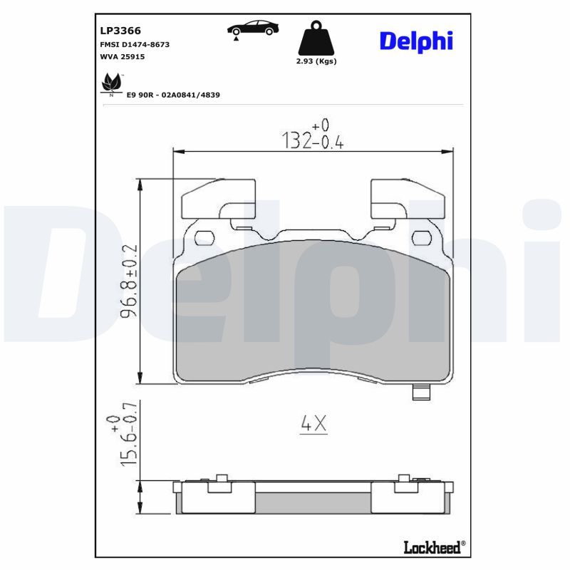 Opel Fren Balata Ön 17-Insignia.B 18Jant - DELPHI LP3366