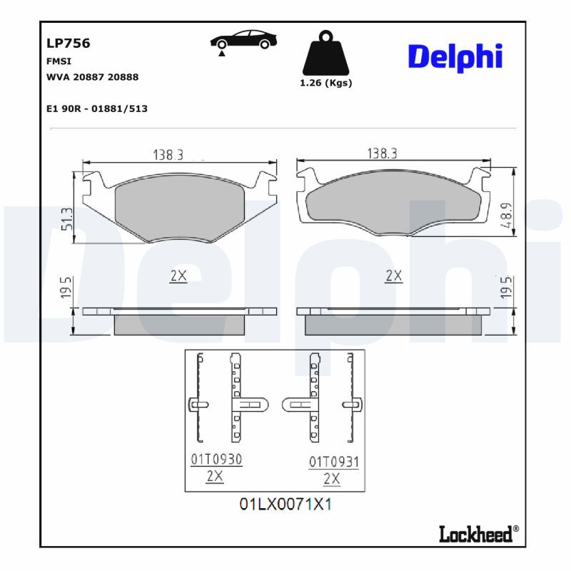 Volkswagen Fren Balatası - DELPHI LP756