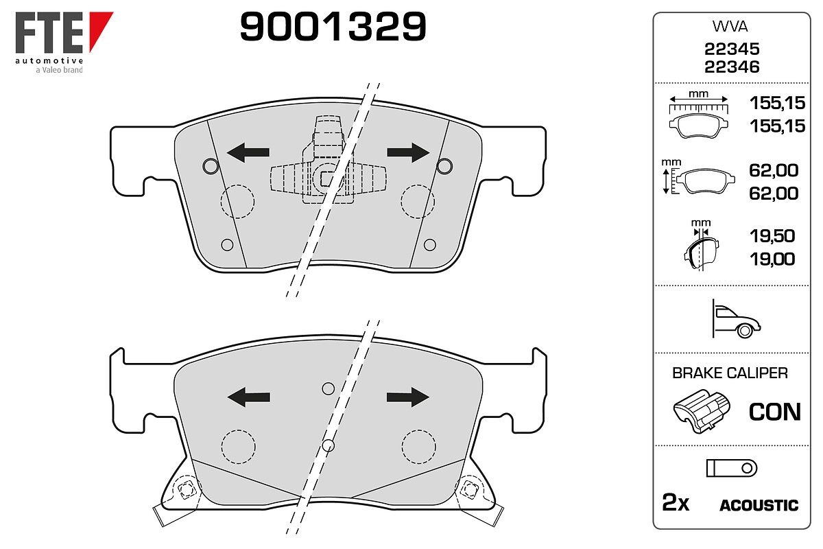 Opel Ön Fren Balatası Astra K 16 (300 mm) 15 - FTE 9001329
