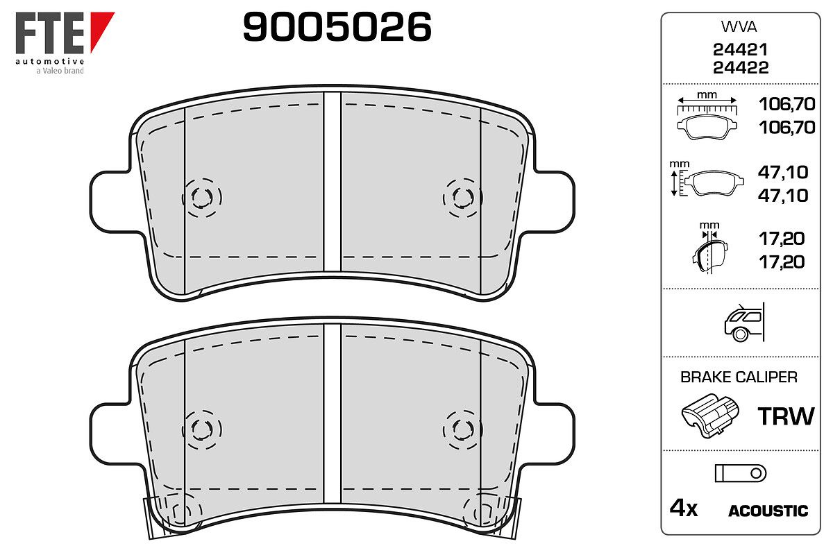 Opel Arka Fren Balatası Insignia A 09-17 - FTE 9005026