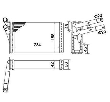 Volkswagen Kalorifer Radyatörü Passat 97-05 A4 95-01 Superb 02-08 - MAGNETI MARELLI 359000300810