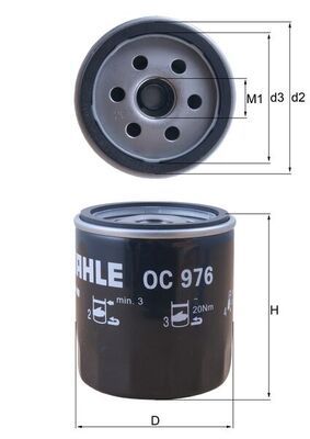 Opel Yağ Filtresi Partner-Brl-106-206-306 1.9D-2.0Hdi - MAHLE OC976