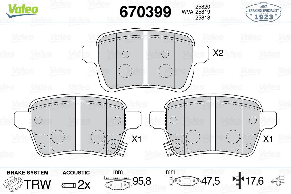 Opel Fren Balatası Arka 500L 12-1.4 1.6D Mjet Egea 16- - VALEO 670399