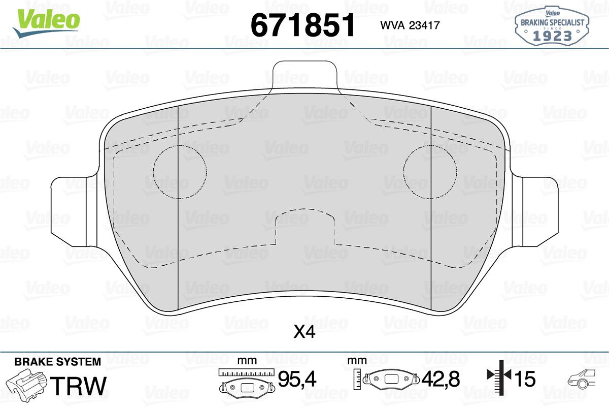 Opel Fren Balatası Arka Opel Astra G-Zafira 01-15mm - VALEO 671851