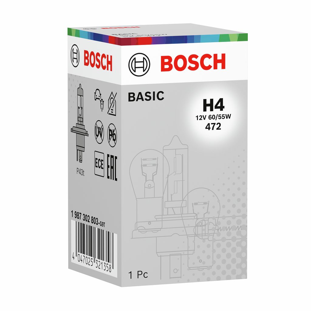 Opel Ampül 12V H4 60 / 55W *P43t* Eco | 1 Adet - BOSCH 1987302803