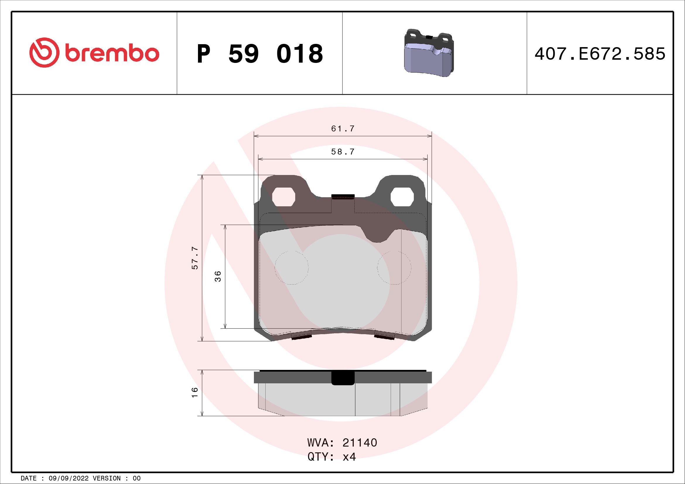 Opel Fren Balatası Arka Low-Met Opel - BREMBO P59018