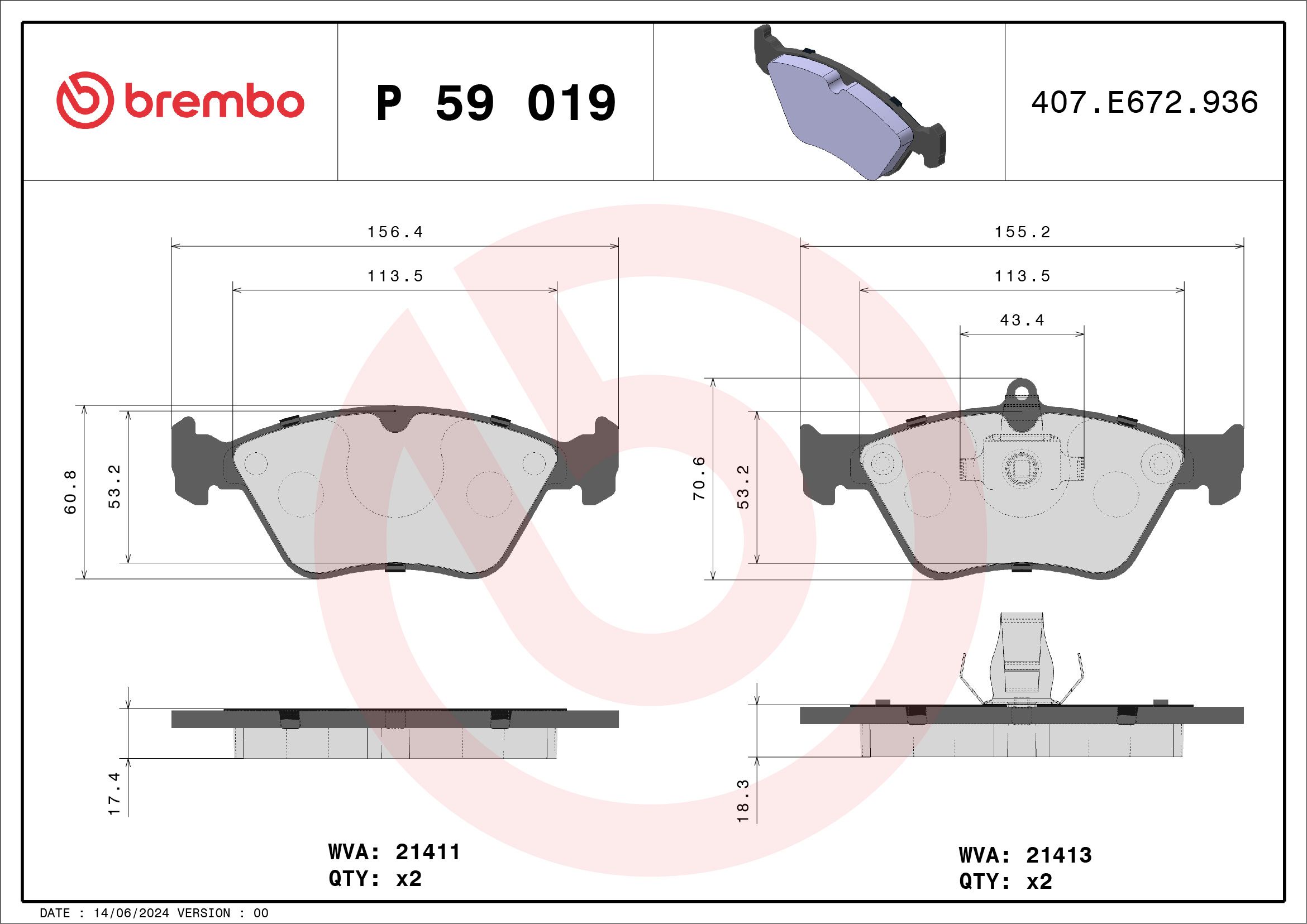 Opel Fren Balatası Ön Low-Met Opel - BREMBO P59019