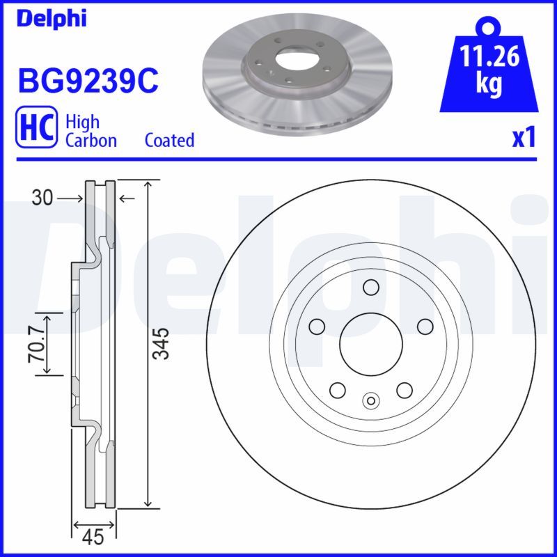 Opel Ön Fren Diski 18 Insignia B 17- | 1 Adet - DELPHI BG9239C