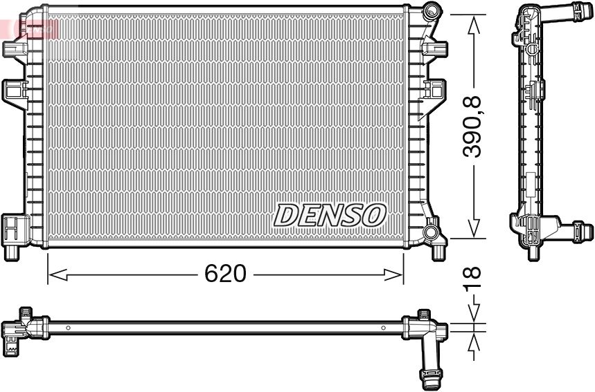 Volkswagen Ek Su Radyatörü (VW Golf 17-Passat 15-Audi A3 17-Seat Leon 13-Skoda Octavia 13 -) - DENSO DRM02018