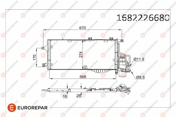Opel Psa / Erp Klima Radyatörü Opel Combo Corsa C Tigra - EUROREPAR 1682226680