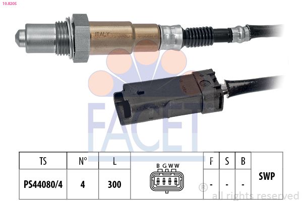 Opel Lambda Sensörü 2008-208-3008 I-II-308 II-5008 I-II-Partner Teppe-Berlingo-C3 II-III-C4 II-C4 Cactus-C4 Picasso-Ds3-Ds4-Eb0 Eb2 1.0 1.2 300mm - FACET 10.8205