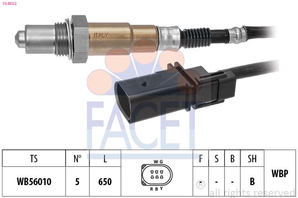 Volkswagen Facet / Lambda Sensörü VW 1.6-2.0 TDI 5 Fişli Ön 650mm - FACET 10.8552