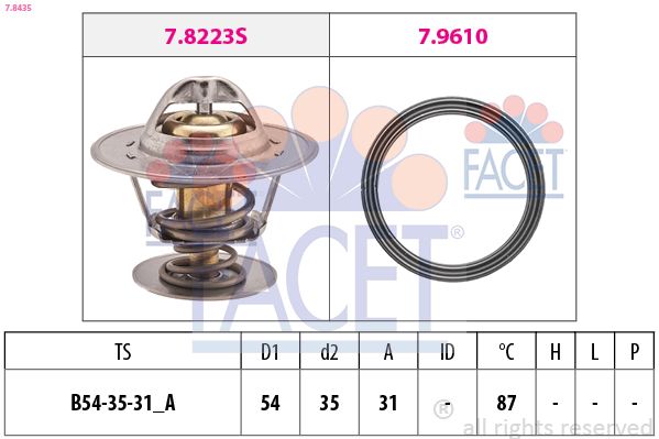 Volkswagen Termostat 87°A3 A4 A6bora Caddy 2 Golf Jetta 2 Passat Polo T4 T5 Octavia Cordoba Ibiza Fabia Felıca - FACET 7.8435