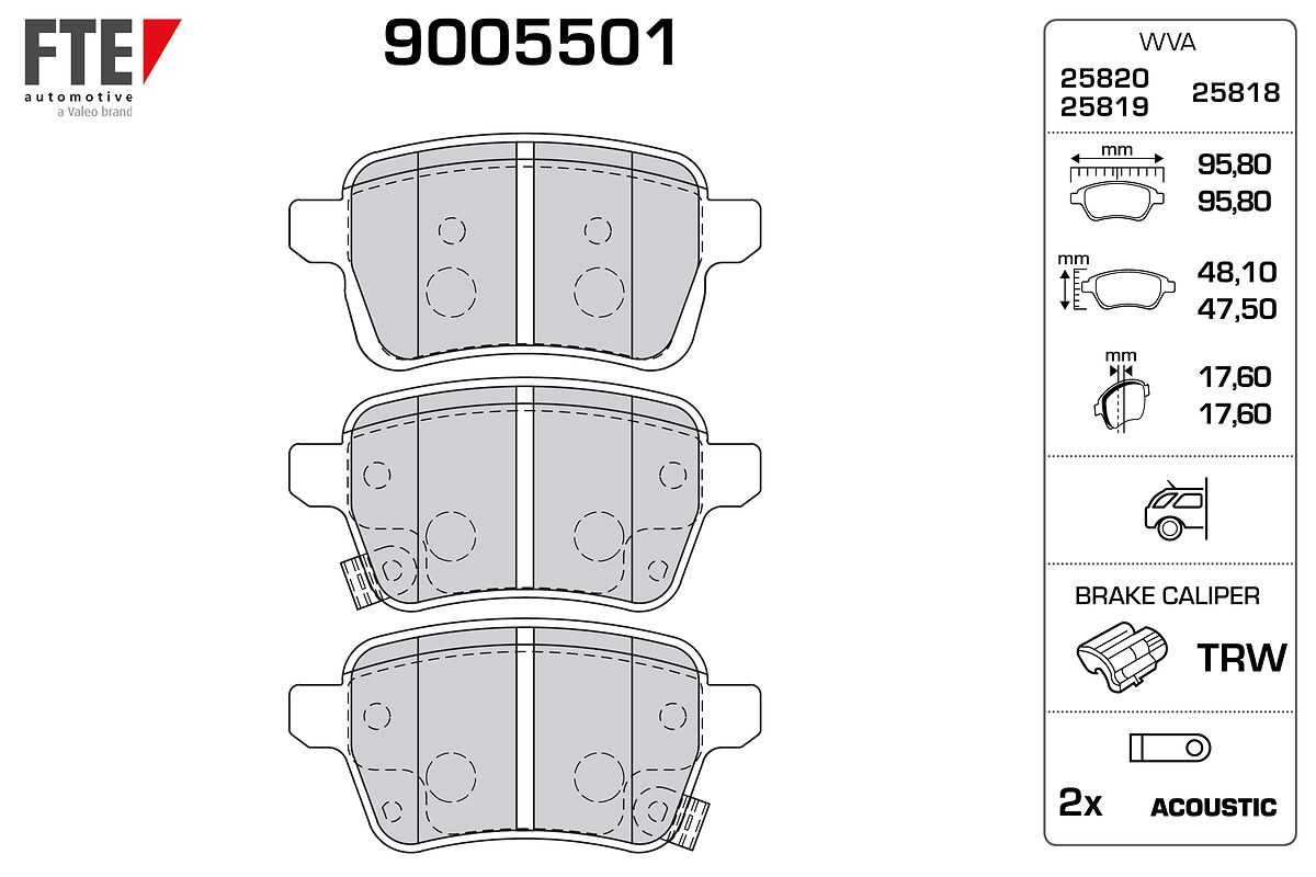 Opel Fren Balatası Arka 500L 12-1.4 1.6D Mjet Egea 16- - FTE 9005501