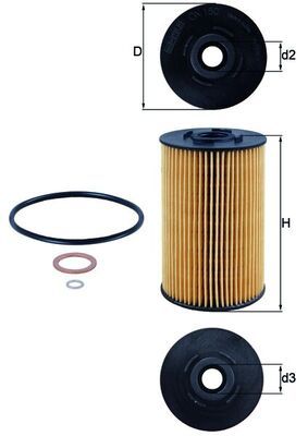 Opel Yağ Filtresi Filtre Elemanı - MAHLE OX150D