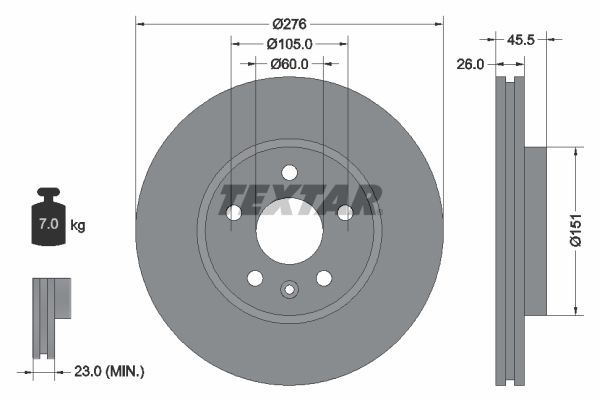 Opel Fren Diski Opel Astra J / Cruze / Aveo T300 276mm Ön | 2 Adet Takım - TEXTAR 92198903