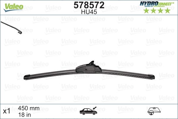 Opel Silecek Süpürgesi Muz Tipi Sağ Honda Civic 2017-Ar18u (Retrofıt) 450mm - VALEO 578572