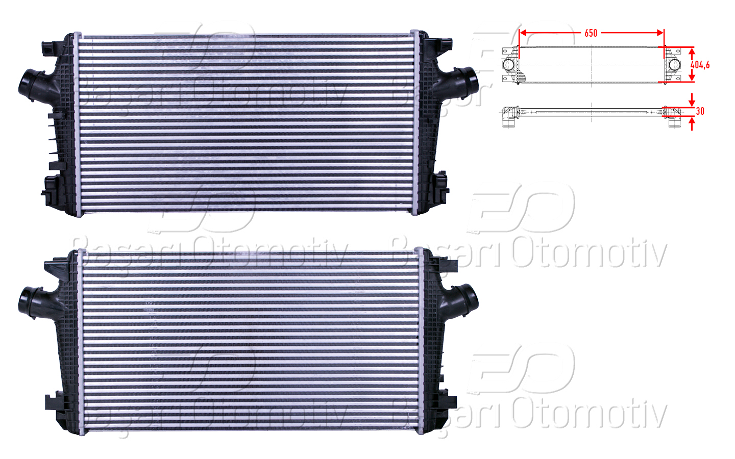 Opel Turbo Radyatörü (Intercooler) 650X404,6X30 Opel Astra J Cruze 1.6 2.0 12 > - WISCO 2113739-00