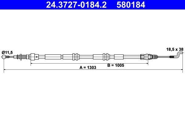 Volkswagen El Fren Teli Transporter T5 03 > - ATE 24.3727-0184.2