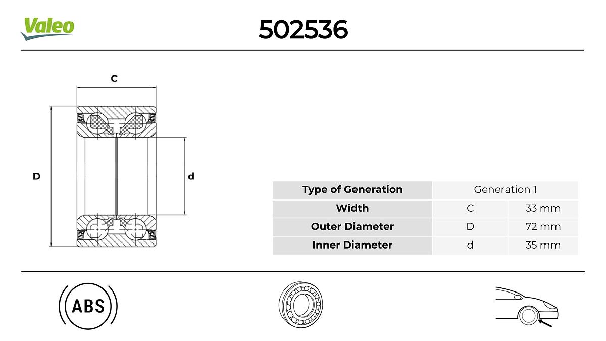 Opel Teker Rulmanı Ön - VALEO 502536