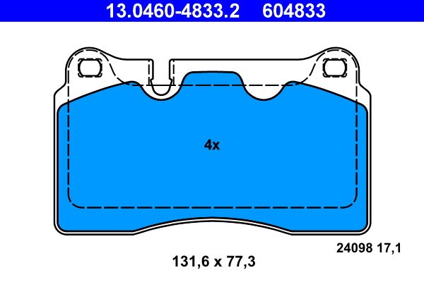 Volkswagen Fren Balatası Ön Touareg 7L 03 > Touareg 7P 10 > - ATE 13.0460-4833.2