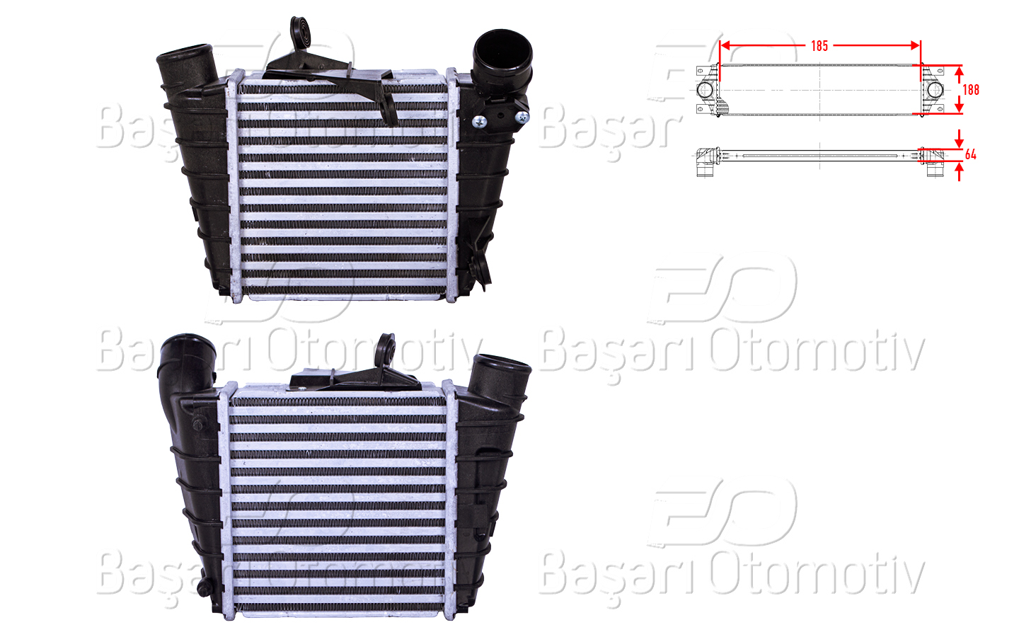 Volkswagen Turbo Radyatörü (Intercooler) 185X188x64 VW Polo Fabia Ibiza Cordoba1.4Tdı 02 > - WISCO 1114137-00