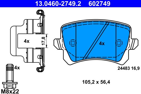 Volkswagen Fren Balatası - ATE 13.0460-2749.2