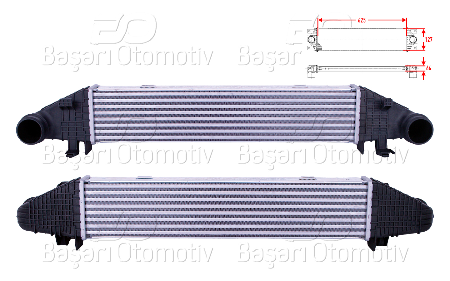 Volkswagen Turbo Radyatörü (Intercooler) 625X127x64 Mercedes-Benz Benz W204 C180 Kompressor C200 CDI C200 Kompressor W212 E200 Ngt 07 > - WISCO 3113814-00