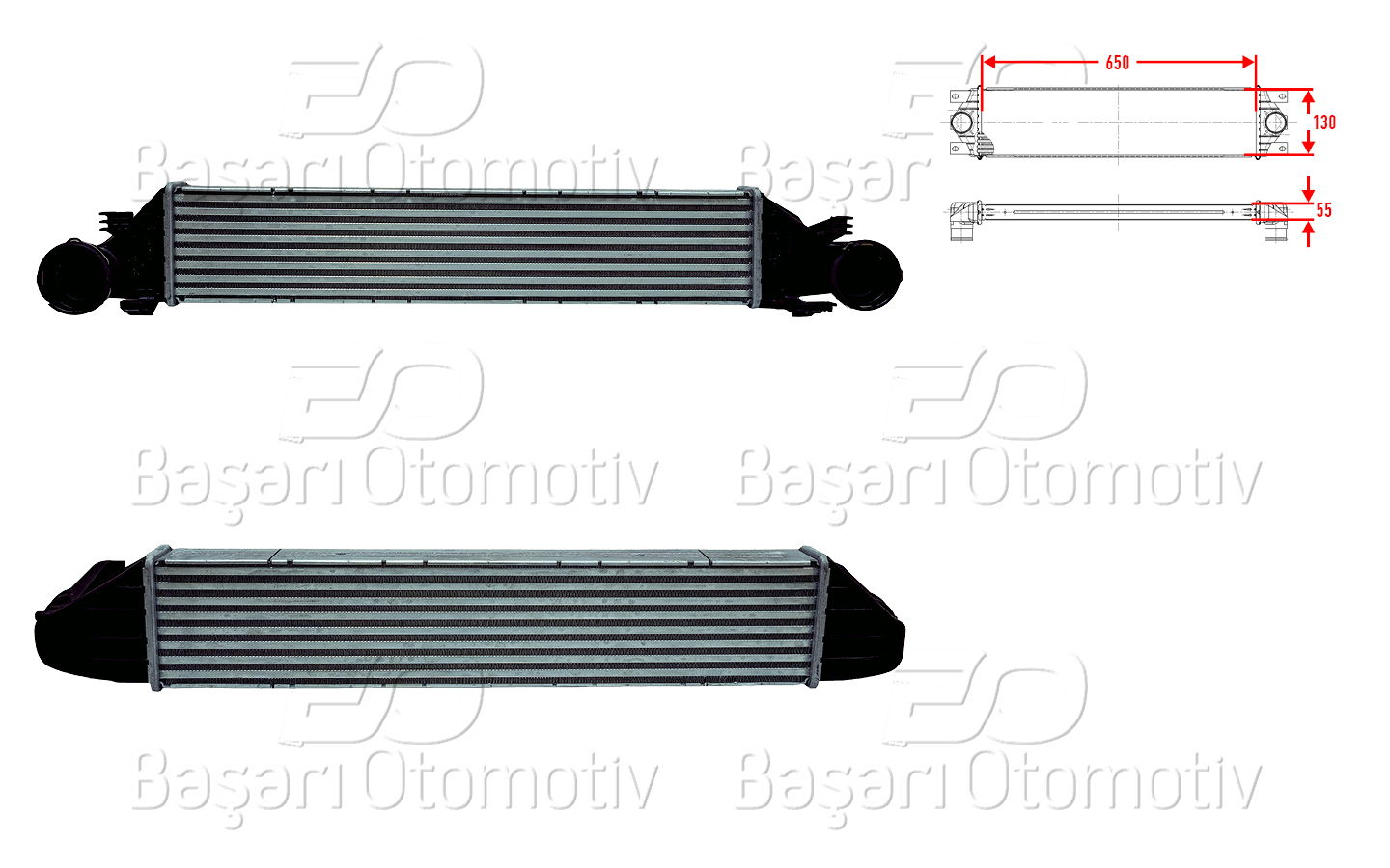Volkswagen Turbo Radyatörü (Intercooler) 650X130x55 Mercedes-Benz Benz W203 C180 C200 CDI C200 Cgı C220 CDI C230 C270 CDI C160 C180 C209 CLK 200 Cgı 200 Kompressor 270 CDI 00 > - WISCO 3113840-00