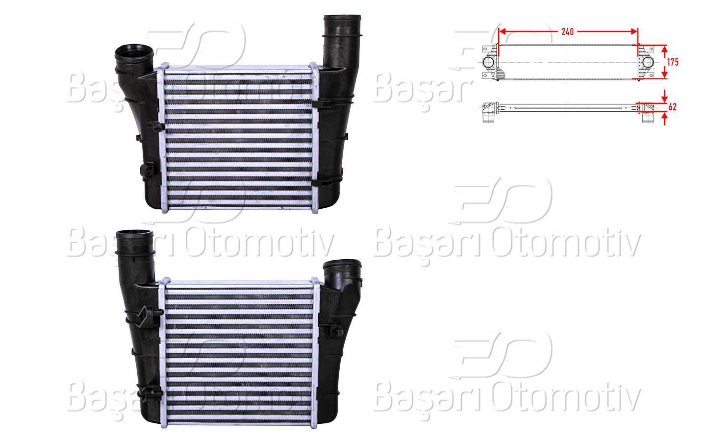 Volkswagen Turbo Radyatörü (Intercooler) 240X175x62 Audi A4 1.9 TDI 2.0 TDI 01 > - WISCO 1114146-00