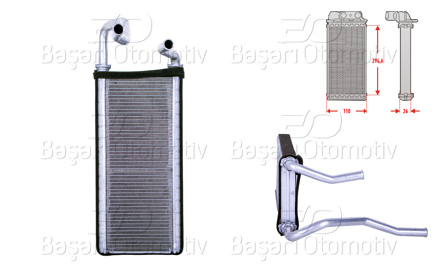 Volkswagen Kalorifer Radyatörü Brazing 110X295 mm Honda CRV 2.0 I 16V 02-200 - WISCO 3143216-00