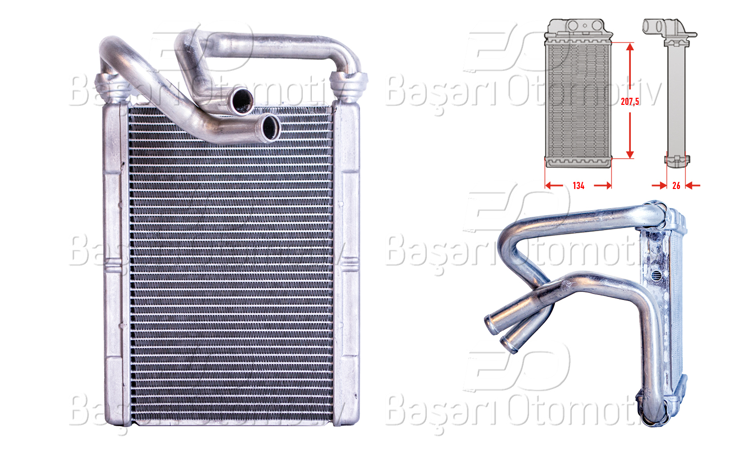 Volkswagen Kalorifer Radyatörü Brazing 134X208 mm Toyota Yaris 1.0 1.3 1.5 Verso 1.3 1.4 1.5 Ncp21 1999 > - WISCO 3143248-00